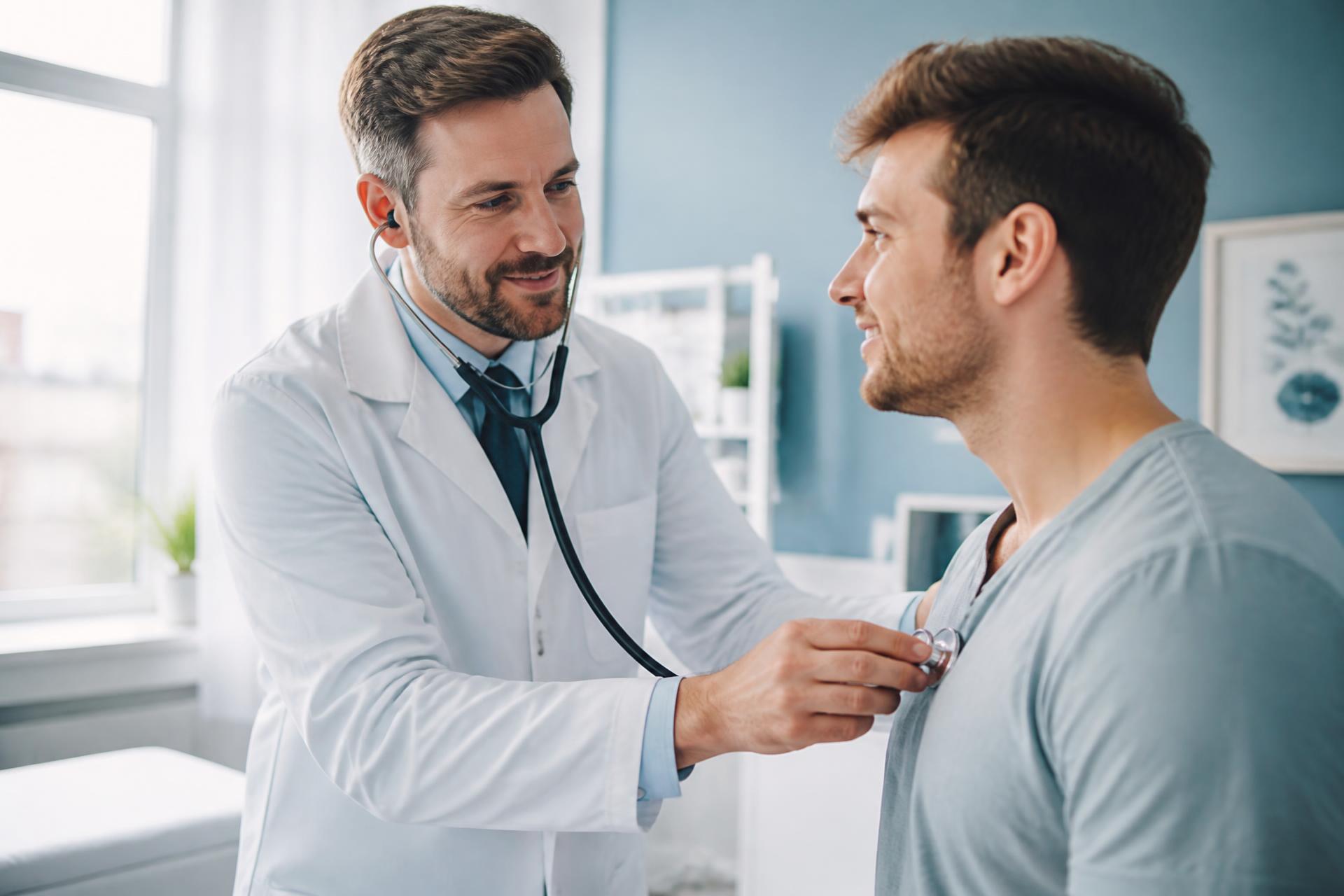 Doctor examining patient with a stethoscope